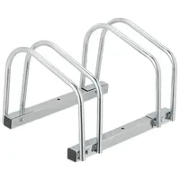 Relaxdays Fahrradständer Bodenständer für 2 Fahrräder Silber