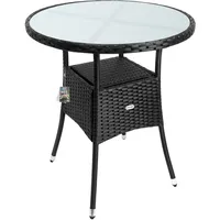CASARIA Polyrattan Balkontisch Beistelltisch Rund Ø 60cm Schwarz
