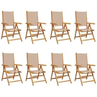 VidaXL Gartenstühle Verstellbar 8 Stk. Taupe Stoff und Massivholz