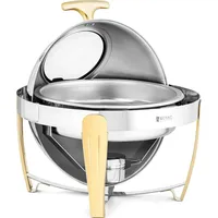 Royal Catering Chafing Dish Warmhaltebehälter Rechaud Wärmebehälter rund Goldakzente