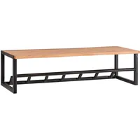 KADIMA DESIGN Rustikale Wandgarderobe, Akazienholz & Metall, Natürliche Baumkante