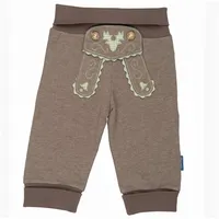 P.Eisenherz Babyhose im Lederhosenstil mit grüner Stickerei - 74-80