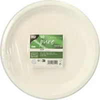 Papstar 50 Teller, Zuckerrohr "pure" ungeteilt Ø 26 cm