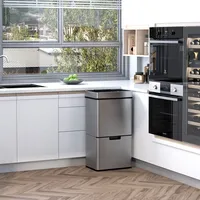 Homcom Mülleimer Abfalleimer mit Sensor Mülltrennsystem 3 Fächer, Edelstahl