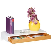 Relaxdays Wandregal mit Schublade 60 x 24 x 8