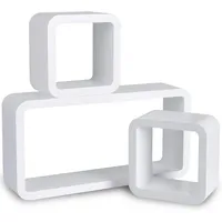 Woltu Wandregal Cube Regal 3er Set Würfelregal Hängeregal, weiß