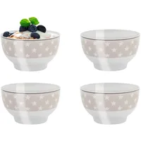Home4You Müslischalen 4er Set, Beige - Porzellan - mit