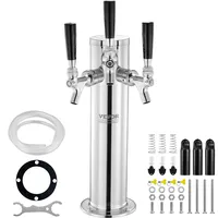 Vevor Bierzapfturm mit 3 Zapfhähnen, Bierfassturm aus Edelstahl, Kegerator-Turm-Kit