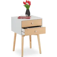 Relaxdays Nachttisch, mit 2 Schubladen, HBT: 60x40x40 cm, für