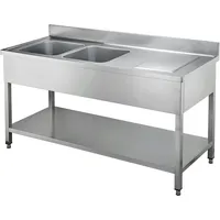GastroHero Spültisch Basic 16x6 mit 2 Becken links,