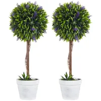 Homcom Kunstpflanze Lavendel 2er-Set Künstliche Pflanzen 60 cm Zimmerpflanze