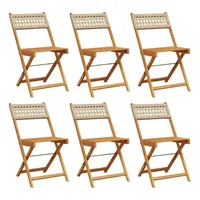 VidaXL Gartenstühle 6 Stk. Klappbar Beige Poly Rattan &
