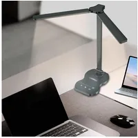 Lqwell LQWELL® Doppelkopf-Schreibtischlampe LED Dimmbar, Doppelschwingarm-LED-Tischlampe 5 Farben und