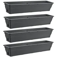 Buri 4X Blumenkasten 100cm Balkonkasten Wasserspeicher Pflanzkasten Balkonkästen grau