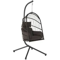 HinHocker Hängesessel mit Gestell, Braun, Hängeschaukel für Indoor und