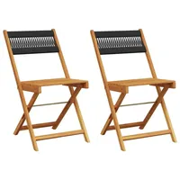 VidaXL Bistrostühle 2 Stk. Schwarz Massivholz Akazie und Kordel