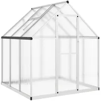VidaXL Gewächshaus mit Fundamentrahmen Silbern 169x169x195 cm Alu