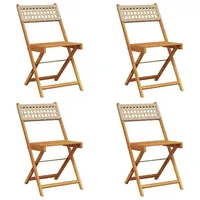 VidaXL Gartenstühle 4 Stk. Klappbar Beige Poly Rattan &