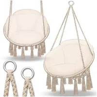 Tillvex Hängesessel Beige Mit Großem Kissen 200kg Zum Aufhängen