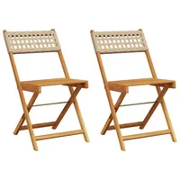 VidaXL Bistrostühle 2 Stk. Beige Massivholz Akazie und Poly-Rattan
