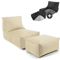 Mokebo Sitzsack Beige, Textil, 60x65x140 cm, Oeko-Tex®, Gartenmöbel, Gartenstühle,