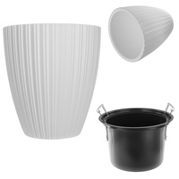 Kadax Dekorativer Blumentopf mit Inneneinsatz, 40 cm, Weiß