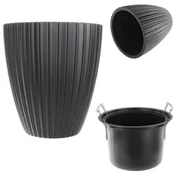 Kadax Dekorativer Blumentopf mit Inneneinsatz, 40 cm, Schwarz -