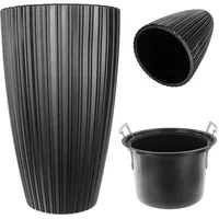 Kadax Runder Blumentopf mit Inneneinsatz, 30 cm, Schwarz