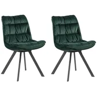 Home4You Polsterstühle 2er Set, Grün - Samtbezug - Metallgestell