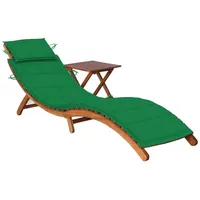 VidaXL Sonnenliege mit Tisch und Auflage Massivholz Akazie Polsterfarbe