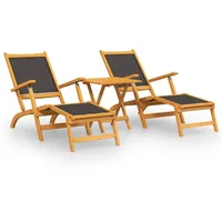 VidaXL Garten-Liegestühle mit Tisch Massivholz Akazie und Textilene