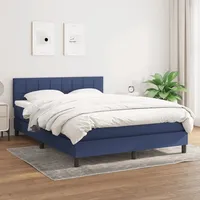VidaXL Boxspringbett mit Matratze Blau 140x200 cm Stoff