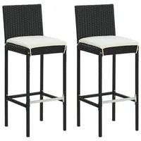 VidaXL Garten-Barhocker mit Kissen 2 Stk. Schwarz Poly Rattan