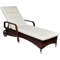 VidaXL Sonnenliege mit Rollen Poly Rattan Braun