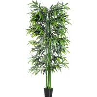 Outsunny Künstliche Pflanze, 180 cm Kunstpflanze, Künstlicher Bambusbaum, Kunstbaum