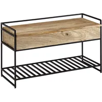 KADIMA DESIGN Flurbank Beige, Holz, Echtholz,Mangoholz, Stativgestell, 90x52x38 cm,