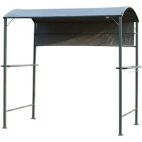 Outsunny Grillpavillon mit Flammschutzdach, BBQ-Pavillon mit 2 Ablagen, Polyester,