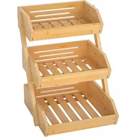 Calm Cozy Obstkorb Bambus, 3-stufiger Obst und Gemüse Aufbewahrung