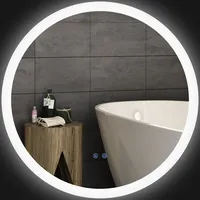 Kleankin Badspiegel mit Beleuchtung, Ø70 cm Wandspiegel mit 3