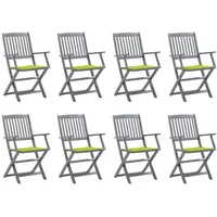 VidaXL Klappbare Gartenstühle 8 Stk. mit Kissen Massivholz Akazie