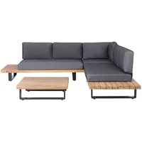 Beliani Lounge Set 5-Sitzer mit Auflagen Dunkelgrau Modern Tisch