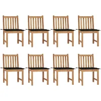 VidaXL Gartenstühle 8 Stk. mit Kissen Massivholz Teak