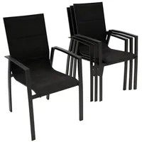 DEGAMO Stapelsessel FARO, Aluminium anthrazit + Kunstgewebe gepolstert schwarz,