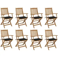 VidaXL Klappbare Gartenstühle mit Kissen 8 Stk. Massivholz Akazie