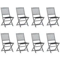 VidaXL Klappbare Gartenstühle 8 Stk. mit Kissen Massivholz Akazie