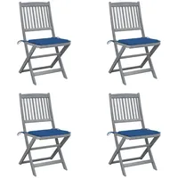 VidaXL Klappbare Gartenstühle 4 Stk. mit Kissen Massivholz Akazie