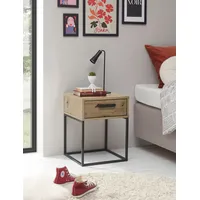 SchlafKONTOR Nachtkommode »Suna Kommode, Nachttisch, Nachtschrank«, auf Metallgestell, braun