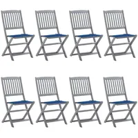 VidaXL Klappbare Gartenstühle 8 Stk. mit Kissen Massivholz Akazie