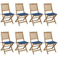 VidaXL Klappbare Gartenstühle 8 Stk. mit Kissen Massivholz Akazie