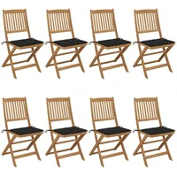 VidaXL Klappbare Gartenstühle 8 Stk. mit Kissen Massivholz Akazie